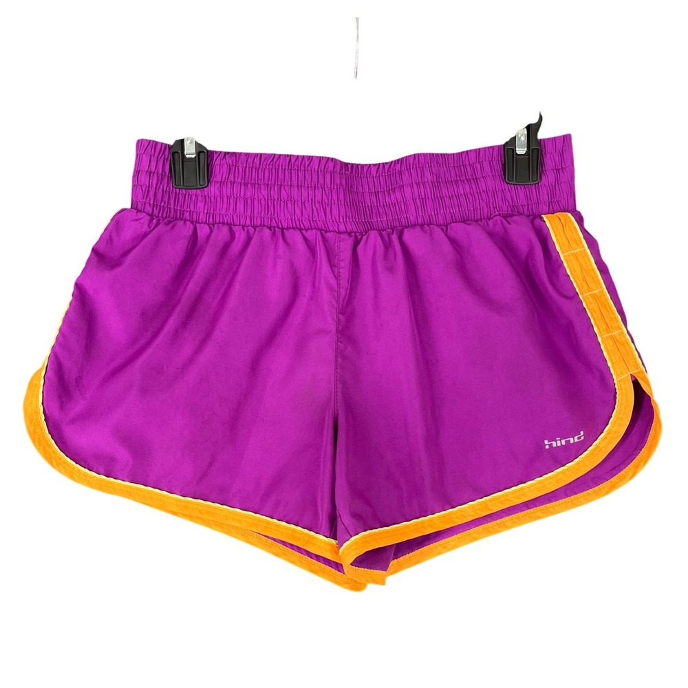 Hind Women's Purple Orange Trim Athletic Running Shorts Size S Tennis Gym